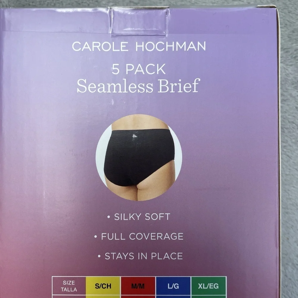 Carole Hochman Women's XL Seamless Brief Black Beige e0486
